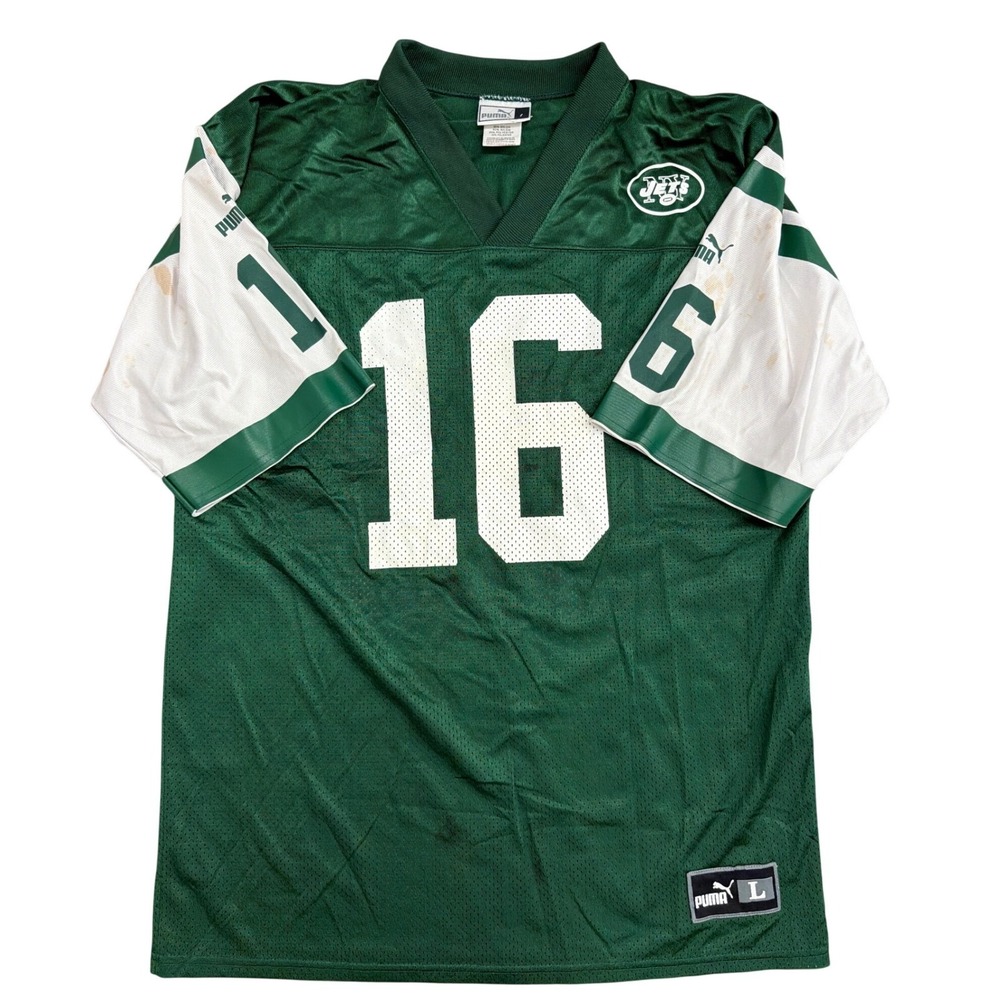 Vintage Puma New York Jets Vinny Testaverde 16 Jersey Mens Large Green NFL m